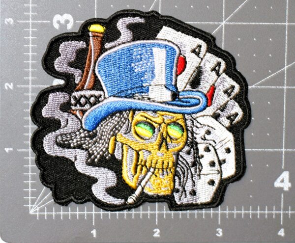 DEATH SKULL TOP HAT ACES & DICE PATCH